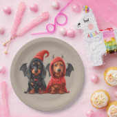 Halloween Dackel Hunde Devil Bat Pappteller (Party)