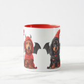 Halloween Dackel Hunde Devil Bat Tasse (Zentrum)