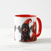 Halloween Dackel Hunde Devil Bat Tasse (VorderseiteRechts)