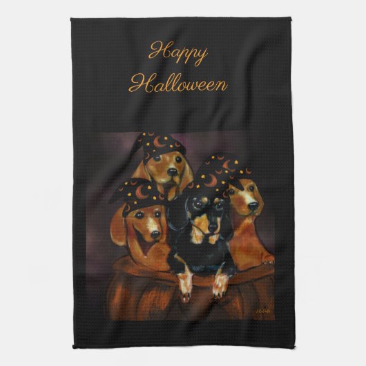 Halloween-Dackeln Geschirrtuch (Vertikal)