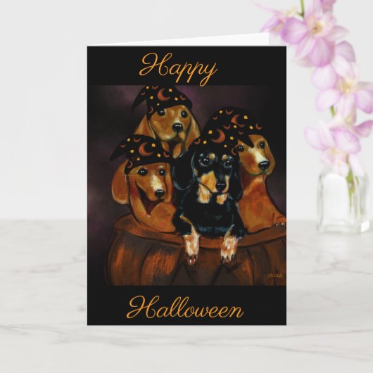 Halloween-Dackeln Karte (Orchidee)