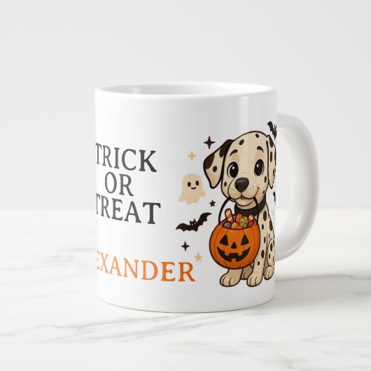 Halloween Dalmatiner Dog Trick oder Tree Jumbo-Tasse (Vorderseite Rechts)