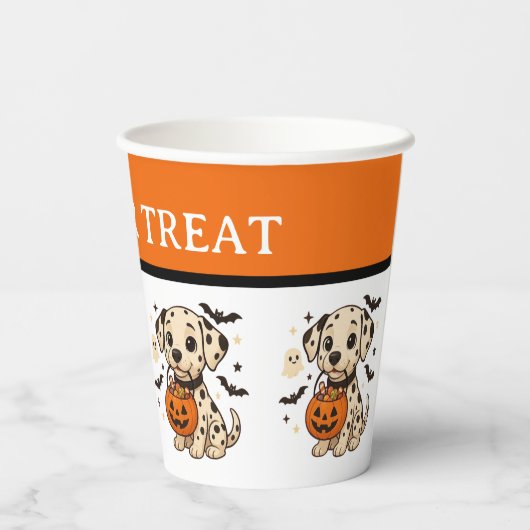 Halloween Dalmatiner Dog Trick oder Tree Pappbecher (Rückseite)