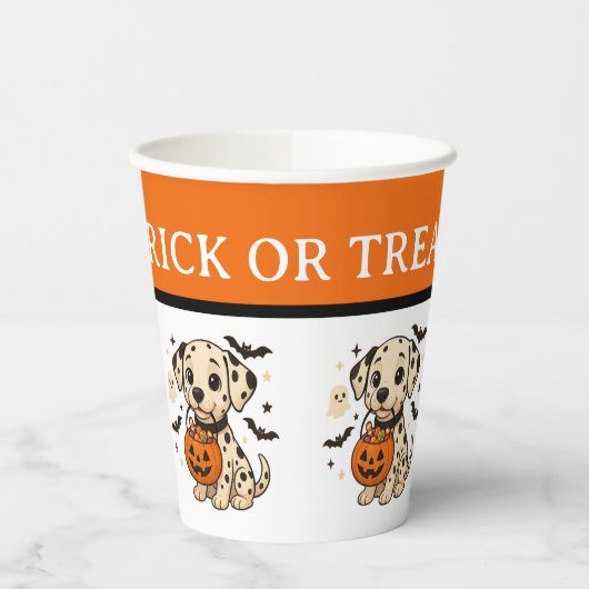 Halloween Dalmatiner Dog Trick oder Tree Pappbecher (Links)