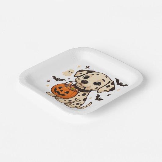 Halloween Dalmatiner Dog Trick oder Tree Pappteller (Gewinkelt)