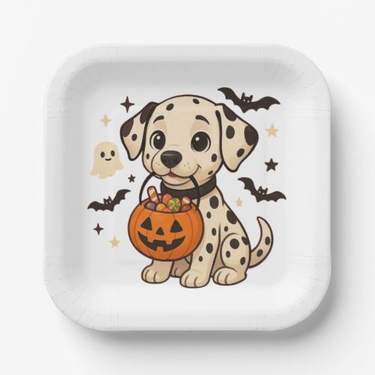 Halloween Dalmatiner Dog Trick oder Tree Pappteller (Vorderseite)