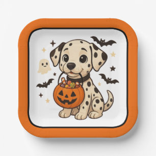 Halloween Dalmatiner Dog Trick oder Tree Pappteller