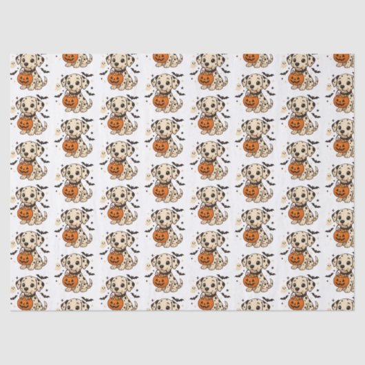 Halloween Dalmatiner Dog Trick oder Tree Seidenpapier (Vorderseite)
