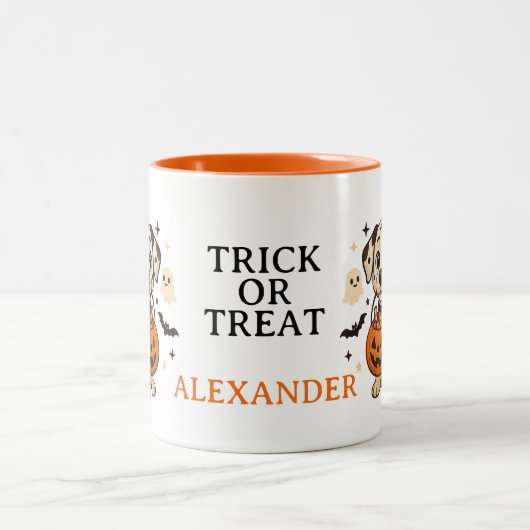 Halloween Dalmatiner Dog Trick oder Tree Zweifarbige Tasse (Mittel)