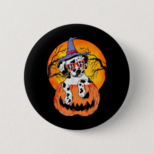 Halloween-Dalmatiner-Hexen-Kürbis-Hunde-Liebhaber- Button