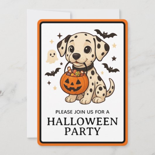 Halloween Dalmatiner Hundtrick oder Treat Party Einladung (Vorderseite)