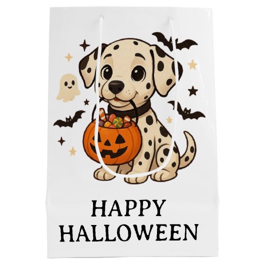 Halloween Dalmatiner Hundtrick oder Treat Party Mittlere Geschenktüte (Rückseite)