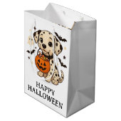 Halloween Dalmatiner Hundtrick oder Treat Party Mittlere Geschenktüte (Rückseite Schrägansicht)
