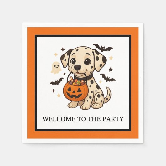 Halloween Dalmatiner Hundtrick oder Treat Party Serviette (Vorderseite)