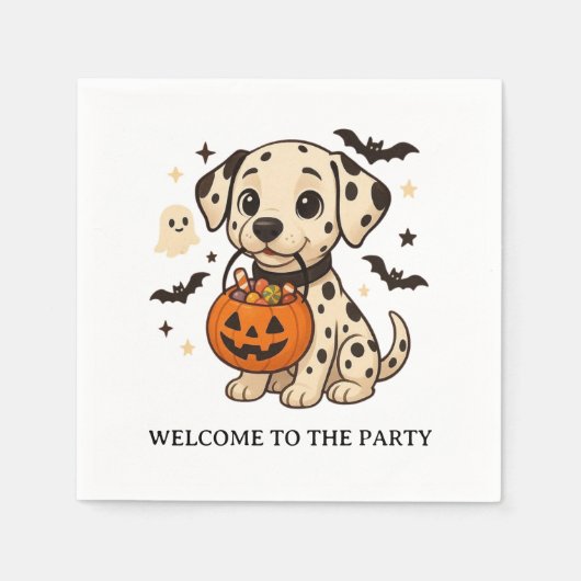 Halloween Dalmatiner Hundtrick oder Treat Party Serviette (Vorderseite)