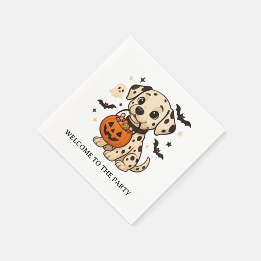 Halloween Dalmatiner Hundtrick oder Treat Party Serviette (Ecke)