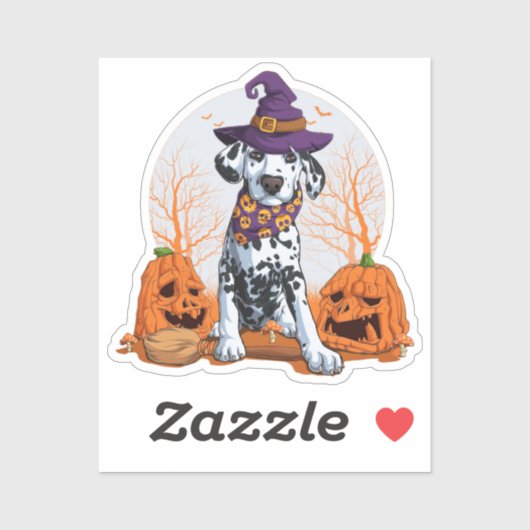 Halloween Dalmatiner Square Sticker (Blatt)