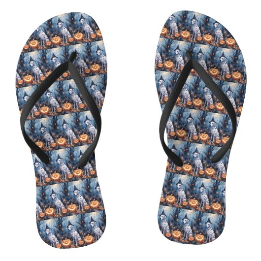 Halloween-Dalmatinie mit Pumpkins Beängstigend Badesandalen (Fußbett)