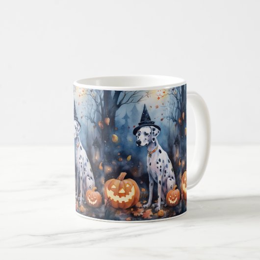 Halloween-Dalmatinie mit Pumpkins Beängstigend Kaffeetasse (VorderseiteRechts)