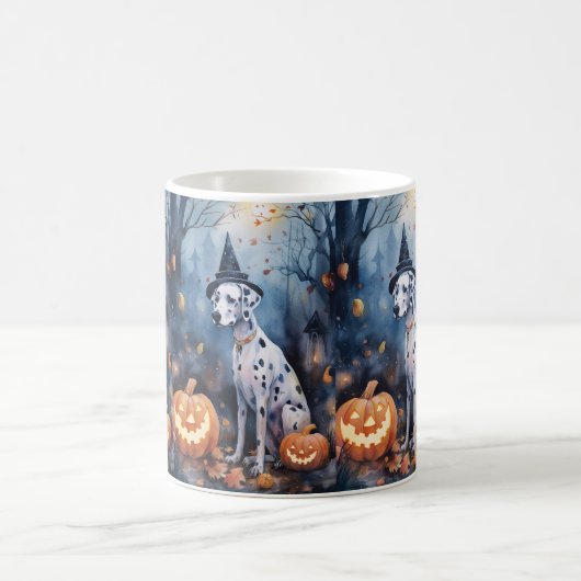 Halloween-Dalmatinie mit Pumpkins Beängstigend Kaffeetasse (Mittel)