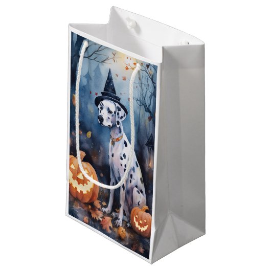 Halloween-Dalmatinie mit Pumpkins Beängstigend Kleine Geschenktüte (Vorderseite Schrägansicht)