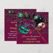 HALLOWEEN DAMASK MASQUERADE PARTY violett blau Einladung (Vorne/Hinten)