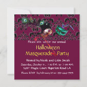 HALLOWEEN DAMASK MASQUERADE PARTY violett blau Einladung (Rückseite)