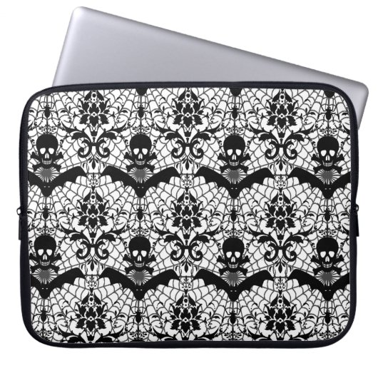 Halloween-Damast Laptopschutzhülle (Vorderseite)
