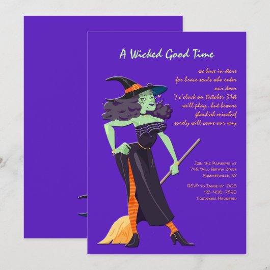 Halloween Dame Einladung (Vorne/Hinten)