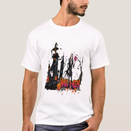 Halloween Damen Graffiti Kunst 3D coole Familie T-Shirt