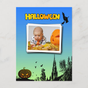 Halloween-Dämmerung mit Hexe Bildrahmen hinzufügen Postkarte
