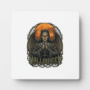 Halloween Dämon Nonnen Krone Flügel Orange Mond_1 Fotoplatte