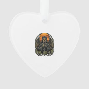 Halloween Dämon Nonnen Krone Flügel Orange Mond_1 Ornament