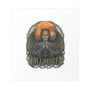 Halloween-Dämonen-Nonne-Krone-Flügel-Orangener Mon Notizblock