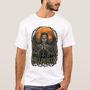 Halloween-Dämonen-Nonne-Kronen-Flügel-Oranger Mond T-Shirt