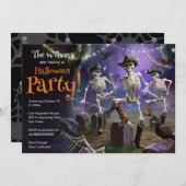 Halloween Dance Party, Line Dancing Skelette Einladung (Vorne/Hinten)