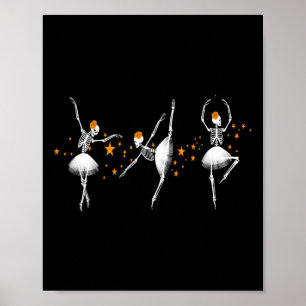 Halloween Dancing Skeleton Ballerina Ballerina Bal Poster