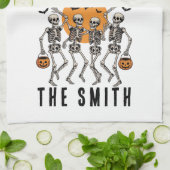 Halloween Dancing Skeleton Dance Pumpkin Geschirrtuch (Gefaltet)