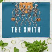 Halloween Dancing Skeleton Dance Pumpkin Geschirrtuch (Gefaltet)