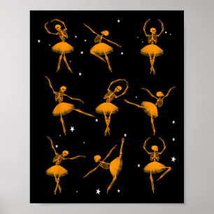 Halloween Dancing Skeleton Llerina Llet Women Girl Poster