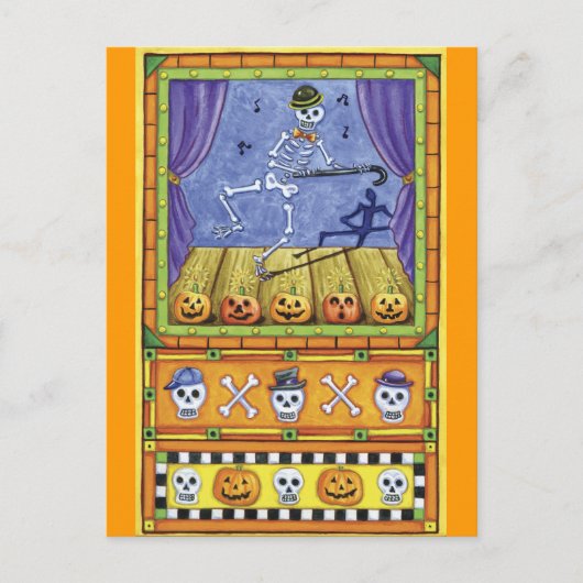 Halloween Dancing Skeleton Postcard Postkarte (Vorderseite)