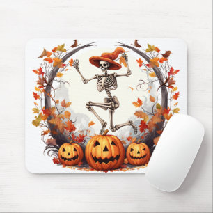 Halloween Dancing Skeleton Pumpkins Graphic Mousepad