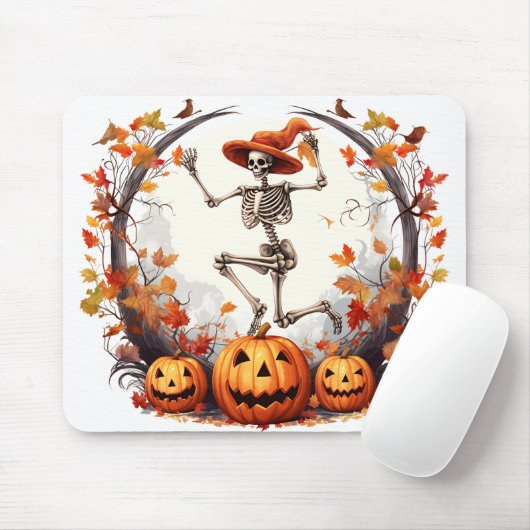 Halloween Dancing Skeleton Pumpkins Graphic Mousepad (Mit Mouse)