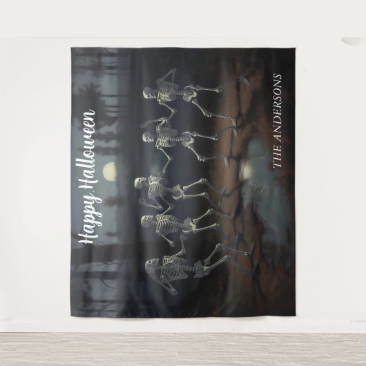 Halloween Dancing Skeletons Hintergrund Wandteppich (Vorderseite)