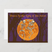 Halloween Dancing Skeletons Moon Postkarte (Vorne/Hinten)