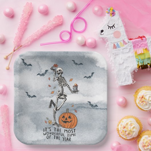 Halloween Dancing Skeletts Party Pappteller (Party)