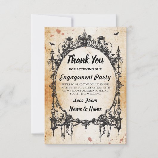 Halloween Danke für die Hochzeitgotik der Bilderra Einladung (Vorderseite)