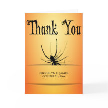 Halloween Dankeschön Karte mit Orangenspinne