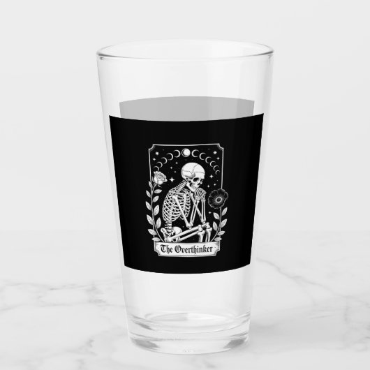 Halloween Dark Gothic Skeleton Overthinker Glas (Vorderseite)