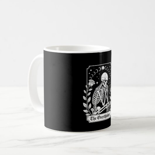 Halloween Dark Gothic Skeleton Overthinker Kaffeetasse (Vorderseite Links)